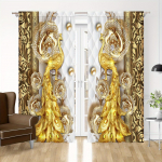2 tk Euroopa kuldsed retroelemendid kardinad, dekoratiivsed aknakatted, aknakatted magamistoa elutoa sisekujunduseks 135W185H(CM)53x73in&Grommet Top