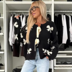 Bow pitsiga kampsun, kootud mantel, naiste vaba vabaaja t&ouml;&ouml;lk&auml;imiseks l&uuml;hike kampsun S&uuml;gisene t&auml;navar&otilde;ivad &uuml;mara kaelusega kudumid Topid S valge