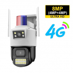 4G SIM-i IP-kaamera 8MP kahe objektiiviga nutikas kodu juhtmevaba kaamera veekindel kaamera Auto Track Night Vision V380 Pro turvakaitse 8MP 4G Camera valge