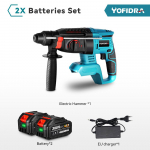 YOFIDRA 26 mm harjadeta elektrivasara puur, multifunktsionaalne p&ouml;&ouml;rlev juhtmeta laetav elektrit&ouml;&ouml;riist Makita 18 V aku jaoks 2xBattery-EU plug