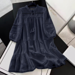 ZANZEA Naiste Vintage Pitsiga &Uuml;hendatud &Otilde;&otilde;nes 3/4 Varrukaga A-l&otilde;ikelised Kleitid S tumesinine v&auml;rv