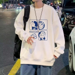 Tr&uuml;kitud s&uuml;gistalvine kampsun meeste kevad ja s&uuml;gis 2024 Korea uus &uuml;mmargune kaelus, vaba topp &scaron;ikk Hongkongi stiilis trendikas M must