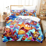 Crash Bandicoot Voodipesukomplekt &Uuml;heinimese Twin T&auml;iskasvanu Queen King Suuruses Voodikomplekt T&auml;iskasvanud Laste Magamistuba Tekikoti Komplektid 3D Anime Voodilina Komplekt AU Single 140x210cm