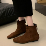 Leopard Flats Poolsaapad Seemisnahast soojad naiste kingad Talvised br&auml;ndi kandiline varvas vabaaja Chelsea 2025 Trend madalad kontsad Snow Botas Mujer 35 pruun