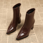 Terava ninaga poolsaapad Naiste k&otilde;rged kontsad Moodsad lumesaapad Plush soe 2024 Trend Plus Suurus 41 42 Retro seksikas talvine Botas Mujer 35 pruun