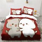 3D Prinditud Multifilmi Bubu Dudu Voodipesukomplekt kolmeosaline komplekt Anime T&auml;iskasvanud Laps Magamistuba Tekikoti Komplektid Kodutekstiilid S&uuml;nnip&auml;evakingitused EU Single135x200cm