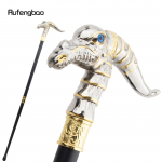 Kuldne Valge Dinosaurus Jalutuskepp Mood Dekoratiivne Jalutuskepp H&auml;rrasmees Elegantne Cosplay Kepp Nupp Ristnool 93cm