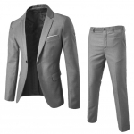2tk/komplekt Meeste Slim Fit &uuml;likonnakomplekt Rev&auml;&auml;riga pikkade varrukatega &uuml;he n&ouml;&ouml;biga &uuml;likonnamantel Keskmise k&otilde;rgusega pikkade p&uuml;kste komplekt &Uuml;hev&auml;rviline &auml;ririietus L helehall v&auml;rv