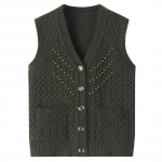 Vest V-kaelusega vest Keskealistele ja eakatele naistele Kevadine ja s&uuml;gisene temperament Elegantsed eakate riided XXL armee roheline v&auml;rv