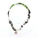 Pierres et Min&eacute;raux. Bracelet Jaspe z&egrave;bre du Br&eacute;sil + Diopside du Br&eacute;sil. Taille Fabriqu&eacute; en France.