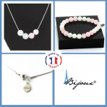 Pierres et Min&eacute;raux. Parure bijoux Bracelet Collier 4 perles Quartz rose + Pierre de lune 8 Taille personnalisable.
