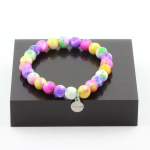 Pierres et Min&eacute;raux. Bracelet Perles Jaspe jaune violet + Jaspe vert rose + Jaspe violet Fabriqu&eacute; en France.
