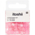 165 perles 5 x 7 mm - lettres rondes - rose