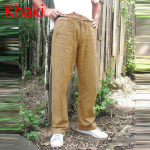 Mood Luksuslikud Meeste Looduslikud Puuvillased Linased P&uuml;ksid Suvised Jooksup&uuml;ksid Meeste Tugevad Elastsed V&ouml;&ouml;kohad P&uuml;ksid Sirged Avarad Jooksup&uuml;ksid Suures suuruses 5XL khaki