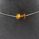 Collier - A Bijoux - Ambre v&eacute;ritable - 2 perles - Acier inoxydable - 45 cm