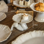 Kerge Luksus Reljeefne Keraamiline Alus Teejoomise J&auml;rgseks Magustoiduks Puuviljade jaoks Mitmekihiline K&otilde;rge Jalaga S&ouml;&ouml;gitaldrik Peen Majapidamistarvikud