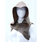 Moodne Unisex Cosplay nahast kapuutsiga vest Vintage vanaaegne keskaegne m&uuml;ts &uuml;hev&auml;rviline Halloweeni varrukateta vestid suures suuruses M black