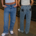 Y2k Vintage T&auml;hemustriga teksap&uuml;ksid Naistele Harajuku L&otilde;dvad Sirged Denim P&uuml;ksid Ameerika Retro Kottis T&auml;navastiil P&uuml;ksid S