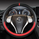 for Nissan March Micra K10 K11 K12 K13 K14 PU Leather Car Steering Wheel Cover Fast Shipping Auto Accessories O Shape Red