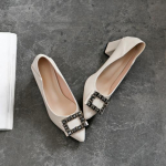 Terava ruudukujulise pandlaga k&otilde;rged kontsad paksud kontsad kerged t&ouml;&ouml;kingad Moodsad naiste kingad 34 must