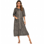 Naiste t&otilde;mblukuga rasedatemantel 3/4 varrukatega pikkade haiglas&uuml;nnitus- ja s&uuml;nnituskleit imetamis-&ouml;&ouml;s&auml;rgid maja hommikumantel lamamistool magamisriided L leopard