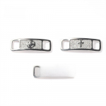 Moodne hip-hopi kingapannal dekoratiivse tsirkoonist naeratuse ja s&uuml;damevalu ristiga Silver Smiley (Pair)