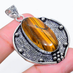 Tiger Eye Handmade 925 Sterling Silver Jewelry Pendant 2.01 m7o18