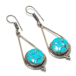 Tibetan Turquoise Handmade Jewelry Earring 2.44 h0w89