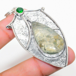 Prehnite, Diopside Handmade 925 Sterling Silver Jewelry Pendant 2.88 e3f41