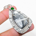 Maligano Jasper, Peridot 925 Sterling Silver Jewelry Pendant 2.68 m2t06