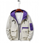 Meeste suure kapuutsiga mitme taskuga vabaaja tuulejope - kerge kevad-/s&uuml;gismantel 4XL mustjasvalge