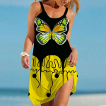 Naiste rannakleit Rannariided Minikleit Ilus liblikamuster Vabaaja Moodne Kleit Varrukateta Lahtise L&otilde;ikega V&auml;ljas Igap&auml;evane Roosa Sinine Suvi XS must