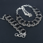 Looduslik must on&uuml;ks v&auml;&auml;riskivi k&auml;sitsi valmistatud 925 sterlingh&otilde;be ehted kaelakee k&auml;ev&otilde;ru komplekt, antiikne ehtekomplekt, pulmakingitused k&auml;ev&otilde;ru naisele 20" must