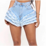 Suvised naiste l&uuml;hikesed teksap&uuml;ksid Daami Seksikad Kuumad &Ouml;&ouml;klubi Mansetid &Uuml;hendatud Denim L&uuml;hikesed P&uuml;ksid Daami Patchwork T&auml;nava stiil Peo Tuttidega Teksad S helesinine v&auml;rv