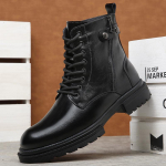 2024 Men's Retro British-Style Martin Boots - Winter High Top with Plus Velvet Warmth 40