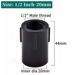Must PVC Otse&uuml;hendus 1/2 3/4 1 Mees-/Naiskeere kuni 20/25/32mm Aia Kastmisvee Toru Sirge &Uuml;hendusliitmikud