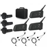 3 tk Xinowy V4 jalgpallikohtuniku intercom-peakomplekti 1200M t&auml;isdupleks Bluetooth MP3 k&otilde;rvaklapid juhtmevaba jalgpalli hoki intercom must