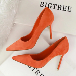 Naiste Terava Ninaga Suede Seksikad Madalad K&otilde;rge Kontsaga Kingad Mugavad Uued Stilettopumbad Naiste Mood &Uuml;ksikud Kingad Zapatos De Mujer 38 oranž
