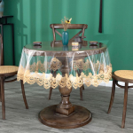 Teelaud PVC &Uuml;mar Laud L&auml;bipaistev Veekindel &Otilde;likindel Pits Klaas Mitte Pesta Kristallplaat PVC S&ouml;&ouml;gilauad Laudlina &Uuml;mmargune diameter 130cm