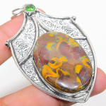 Bamboo Jasper, Peridot 925 Sterling Silver Jewelry Pendant 3.07 a7i67