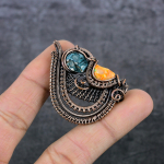 Mosaic Jasper Handmade Copper Wire Wrap Jewelry Pendant 1.97 e4f73