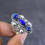 Lapis Lazuli Handmade 925 Sterling Silver Jewelry Ring Size 9 Gift For Her w9r79