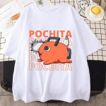 Anime T-s&auml;rk Naljakas Pochita graafilise tr&uuml;kiga L&uuml;hikeste varrukatega Suvine Vabaaja &Uuml;mara kaelusega Lahtine T-s&auml;rk Top 4XL