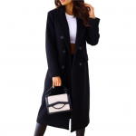 Naiste mantel Kaherealised, pikad varrukad, rev, &uuml;hev&auml;rvilised n&ouml;&ouml;bid hoiavad soojas keskmise pikkusega kortsudevastane naiste talvemantel Naiste riided L must