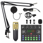 V8S Helikaart Podcastivarustuse komplekt, koos mikrofoni komplekti seadmega, Muusika/Salvestamine Otse&uuml;lekanne DJ Disko seadme jaoks kuld