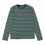 Polo Ralph Lauren logo tikitud triibuline &uuml;mmarguse kaelusega vabaaja pikkade varrukatega T-s&auml;rk Meeste pealisr&otilde;ivad Roheline 710883732-005 M