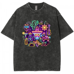 Vintage lumehelbe mustriga &uuml;hev&auml;rvilised T-s&auml;rgid meestele/naistele puuvillased l&uuml;hikeste varrukatega pesemine vana veega t&auml;navas&auml;rk riided 3XL