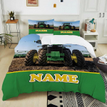 Uus! Personaliseeritud kohandatud nimi Retro traktori mustriga tr&uuml;kitud voodi 3-osaline komplekt Lapsed T&auml;iskasvanud Pehme voodipesu J&otilde;ulu Halloweeni kingitus EU Twin 135X200cm