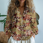 Suur number Boho mustriga s&auml;rk-pluus naistele, lahtine V-kaelusega pikkade varrukatega n&ouml;&ouml;bitav s&auml;rk-pluus, naiste vabaaja puhkuser&otilde;ivad, kevadised pluusid XXXXXL