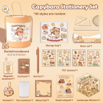 1 Komplekt Suure Mahutavusega Kinkekarp Multifilm Kapibara Kirjatarvete Komplekt Armas &Otilde;pilase Kirjatarvete Komplekt Kaasaskantav K&uuml;lluslik &Otilde;pilase Auhinna Kinkekomplekt